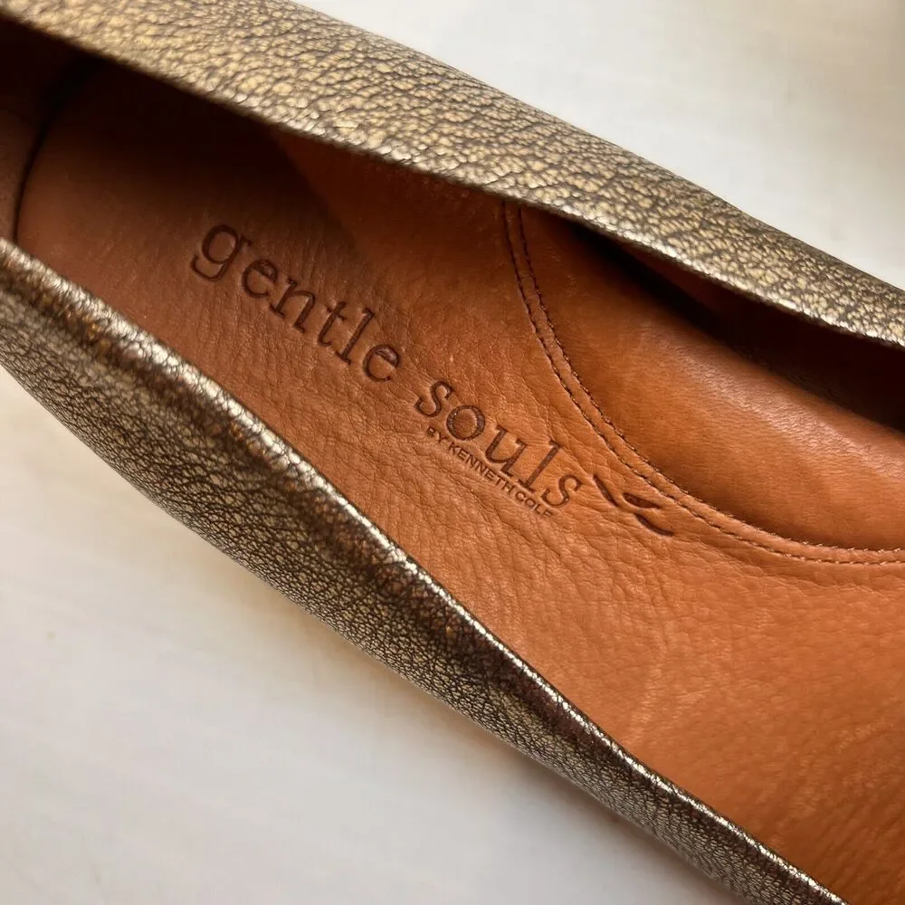 Gentle Souls By Kenneth Cole Women's 7.5 Gold Metallic Pumps Comfort Shoes